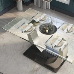 Langton Glass Top Dining Table Silver/Black - HOMES: Inside + Out -Cheap Homes Inside Out Store GUEST c3b490c8 3380 4bea a9ec 7689a8a4e71a