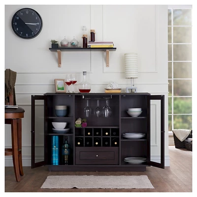 Candie Modern Multi-Storage Dining Buffet With Glass Cabinets Espresso - HOMES: Inside + Out 2 Candie Modern Multi-Storage Dining Buffet With Glass Cabinets Espresso - HOMES: Inside + Out - Image 2