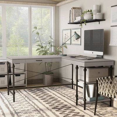 59" Gulnora L Shaped Desk With USB Power Ports - HOMES: Inside + Out 6 59" Gulnora L Shaped Desk With USB Power Ports - HOMES: Inside + Out - Image 6
