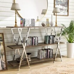 Cheap Homes Inside Out Store 9 47" Seto 3 Shelf Console Table Dark Oak - HOMES: Inside + Out