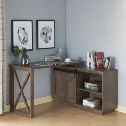 Sevyn Transitional L Shape Desk Walnut Oak - HOMES: Inside + Out -Cheap Homes Inside Out Store GUEST d60cc873 8e48 443b 9353 fb837e7f3a6b