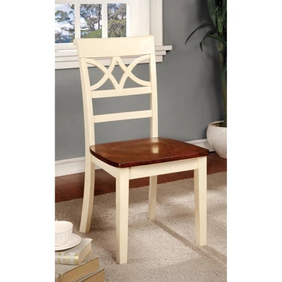 Set Of 2 Lanfield Country Style Back Design Side Chair Vintage White/Cherry - HOMES: Inside + Out 2 Set Of 2 Lanfield Country Style Back Design Side Chair Vintage White/Cherry - HOMES: Inside + Out - Image 2