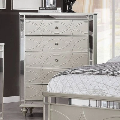 La Mesa 5 Drawer Glam Chest Silver - HOMES: Inside + Out 1 La Mesa 5 Drawer Glam Chest Silver - HOMES: Inside + Out