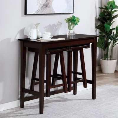 3pc Helbrana Bar Height Dining Set Espresso - HOMES: Inside + Out 2 3pc Helbrana Bar Height Dining Set Espresso - HOMES: Inside + Out - Image 2