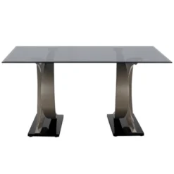 58" Gleneagles Modern Rectangle Glass Top Dining Table Gray/Champagne/Black - HOMES: Inside + Out -Cheap Homes Inside Out Store GUEST e400e5dc 8c1d 4a8f bd01 cc7866a3714f