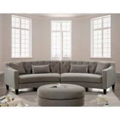 Amelie Button Tufted Curved Sectional Warm Gray - HOMES: Inside + Out