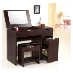 Lena 3 Drawer Vanity Set Dark Walnut - HOMES: Inside + Out