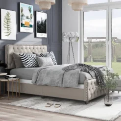 Phebe Button Tufted Upholstered Bed - HOMES: Inside + Out