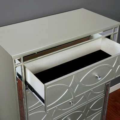 La Mesa 5 Drawer Glam Chest Silver - HOMES: Inside + Out 2 La Mesa 5 Drawer Glam Chest Silver - HOMES: Inside + Out - Image 2