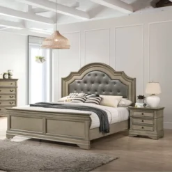 3pc Kritan Bed With 2 Nightstands Antique Warm Gray - HOMES: Inside + Out 17 3pc Kritan Bed With 2 Nightstands Antique Warm Gray - HOMES: Inside + Out -Cheap Homes Inside Out Store GUEST f050fd18 4a58 48d0 aed4 14767eea9579