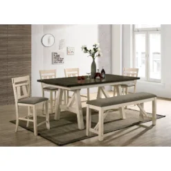 60" Altamont Padded Seat Counter Height Bench Ivory/Gray - HOMES: Inside + Out -Cheap Homes Inside Out Store GUEST f15cb7b4 406f 4458 8d42 31bd626902e9