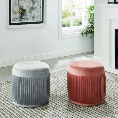 Darby Welt Trim Ottoman Pink - HOMES: Inside + Out 2 Darby Welt Trim Ottoman Pink - HOMES: Inside + Out - Image 2