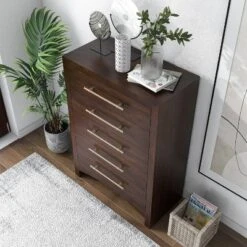 Melonnes 5 Drawer Chest Walnut - HOMES: Inside + Out -Cheap Homes Inside Out Store GUEST f62d4763 9947 4163 ae5c cc5ffacf267e