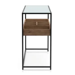 Reattie Glass Top Entryway Table Brown/Matte Black - HOMES: Inside + Out -Cheap Homes Inside Out Store GUEST f73653f1 4449 4650 8fa3 bc7e17d5c05b