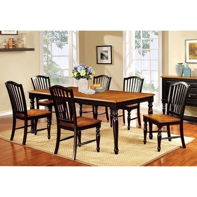 7pc Jameson Country Style Extendable Dining Table Set Black/Oak - HOMES: Inside + Out 1 7pc Jameson Country Style Extendable Dining Table Set Black/Oak - HOMES: Inside + Out