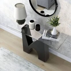 Riverpoint Modern Rectangle Console Table Clear/Black - HOMES: Inside + Out -Cheap Homes Inside Out Store GUEST fd9176cc 3664 4b2e 91d4 cbcd5083f387